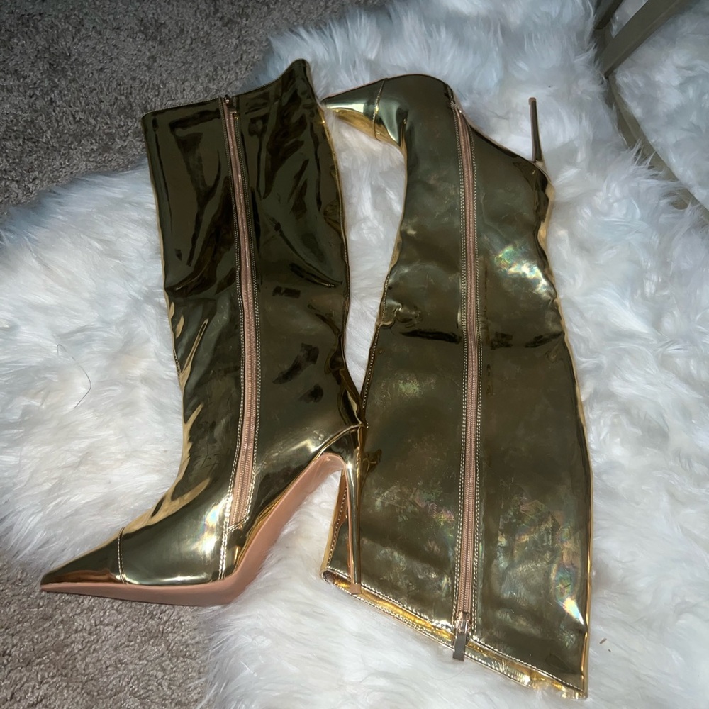 Gold metallic boots